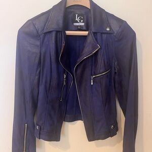 LG Women's Navy Leather Jacket
